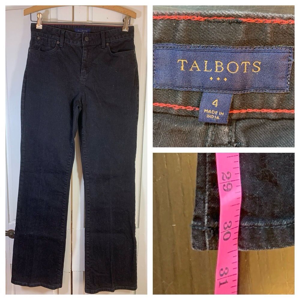 Talbots Heritage Bootcut Black Jeans Womens Sz 4 28x30.5 Faded Boot Cut Minimal